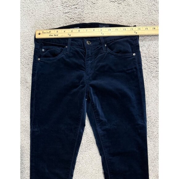 AG Adriano Goldschmied Size 26 Blue Velvet Velour Legging Pant Super Skinny - Picture 5 of 16